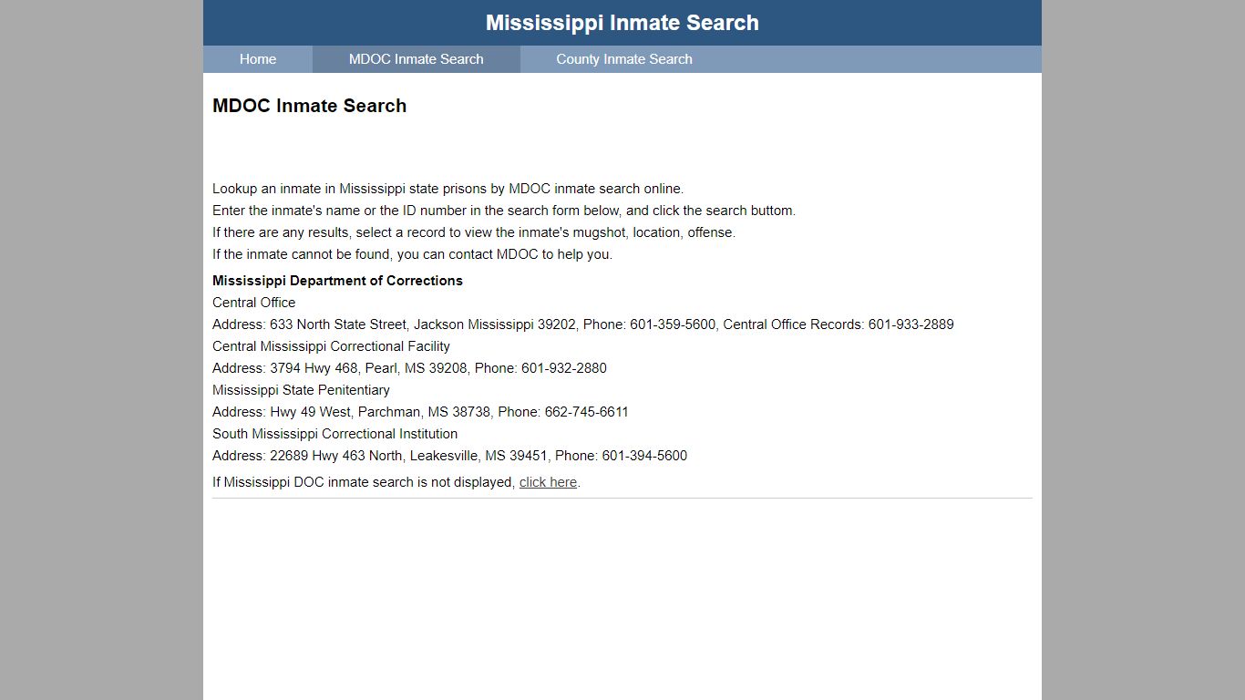 MDOC Inmate Search