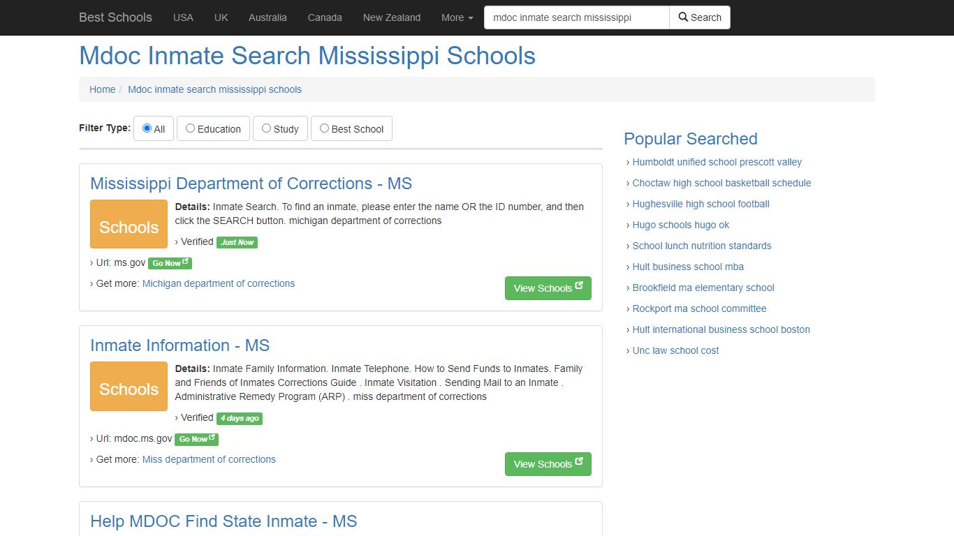Mdoc Inmate Search Mississippi Schools